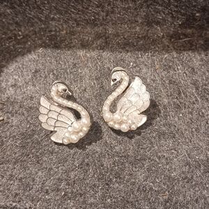 Elegant Silver Swan Earrings